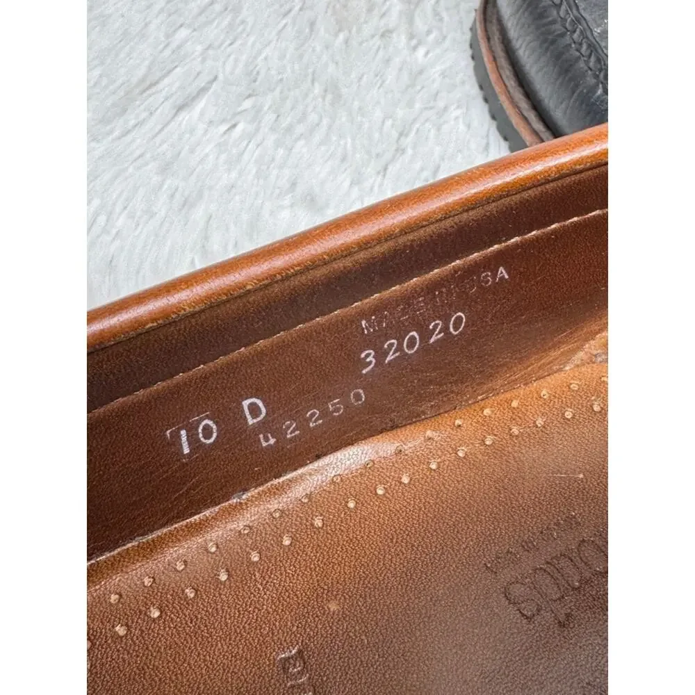 ALLEN EDMONDS / Nashua cognac brown black leather tassel slip on loafers / 10D